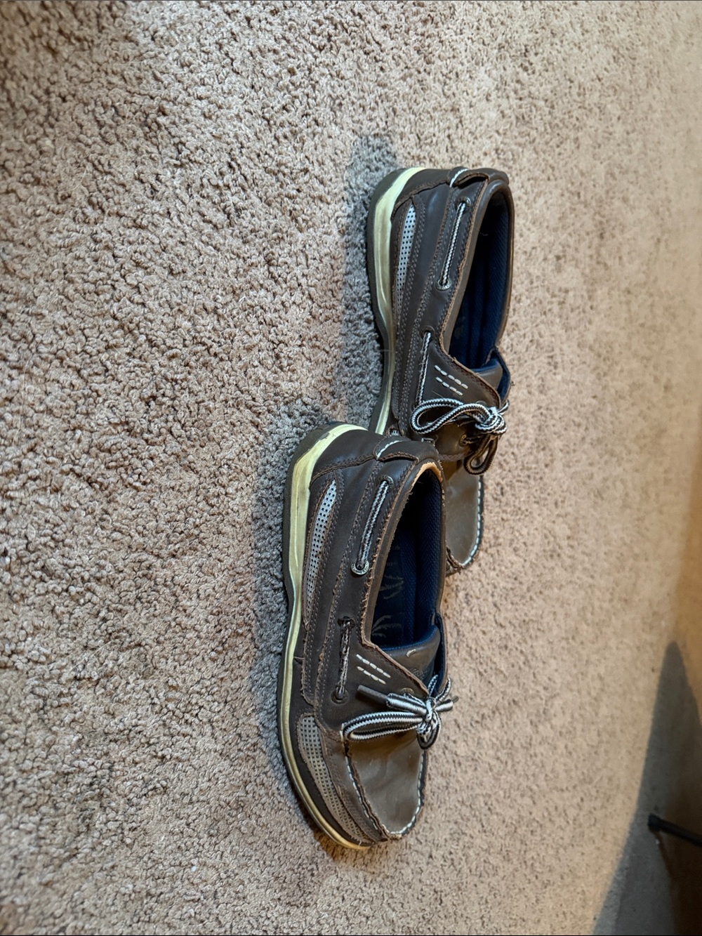 Classic Brown Men's Boat Shoes with Lace Accent